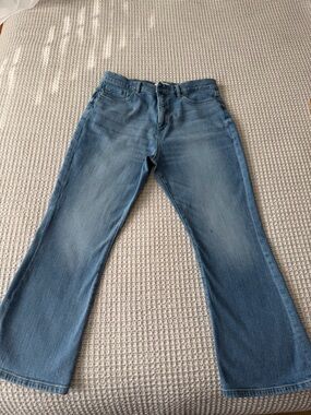 LOFT Women’s High Waist Kick Crop Jeans in Medium Blue Wash